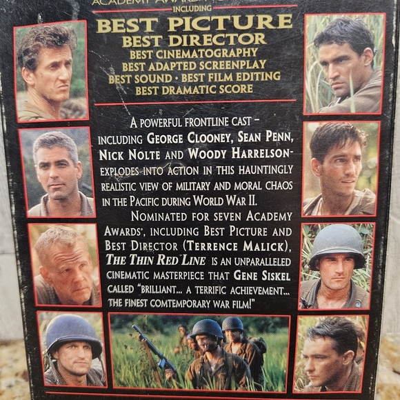 The Thin Red Line VHS 2000 Sean Penn George Clooney Woody Harrelson Nick Nolte - Picture 7 of 9